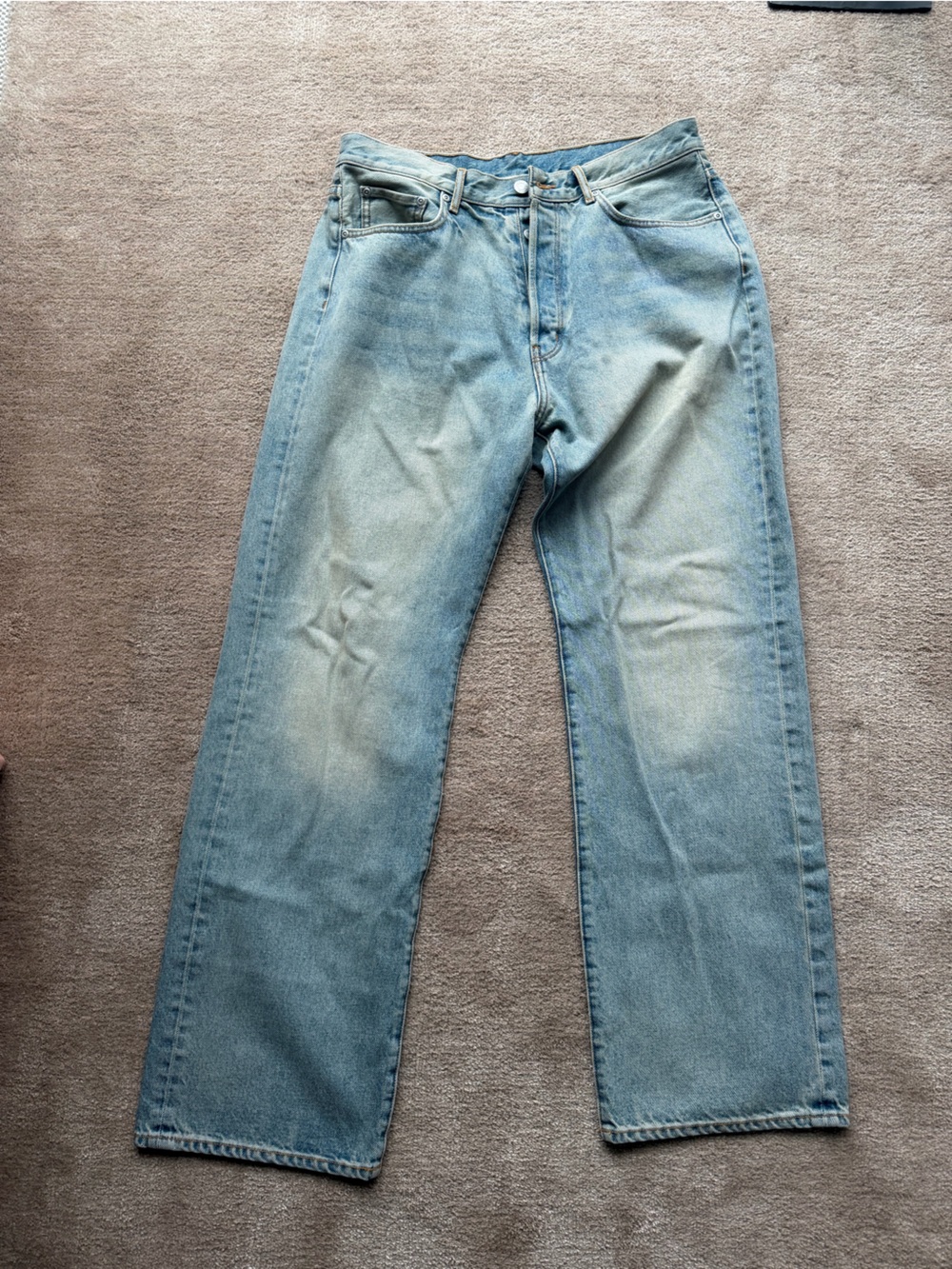 John Elliott Faded Light Blue Straight Jeans